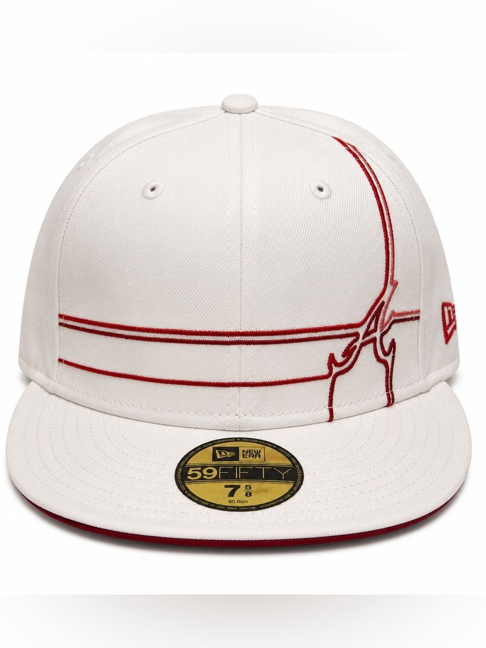 RARE Deadstock New Era 59FIFTY Atlanta Braves White Red Script Fitted Hat 7 5/8